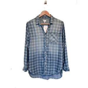 NWT Denim Style Plaid Shirt by Sneak Peek (M) #J3514 Long Sleeve Button Down
